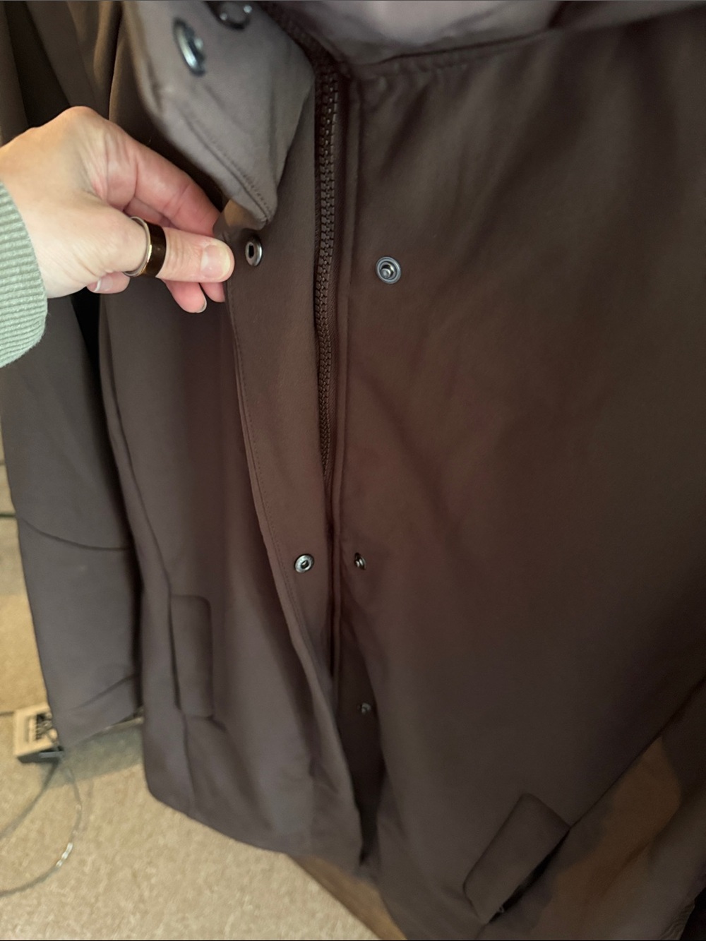 Mondetta Dark Brown Hooded Trench Coat - Picture 3 of 6